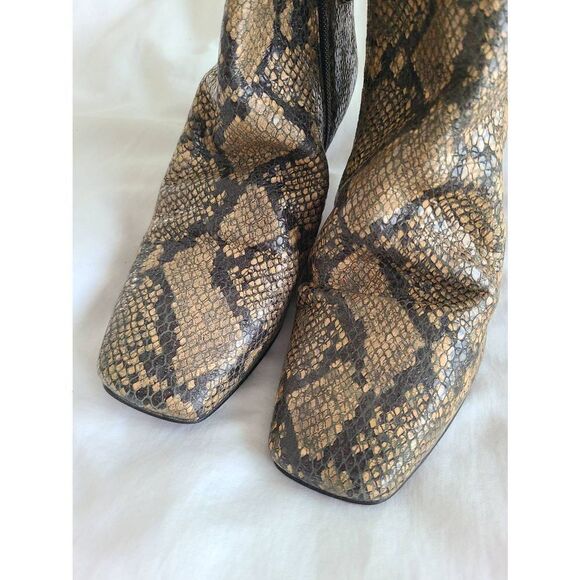 Free‎ People 2652026 Cybill Heel Boots Women's Size 36 Brown Snakeskin Leather - Picture 2 of 5